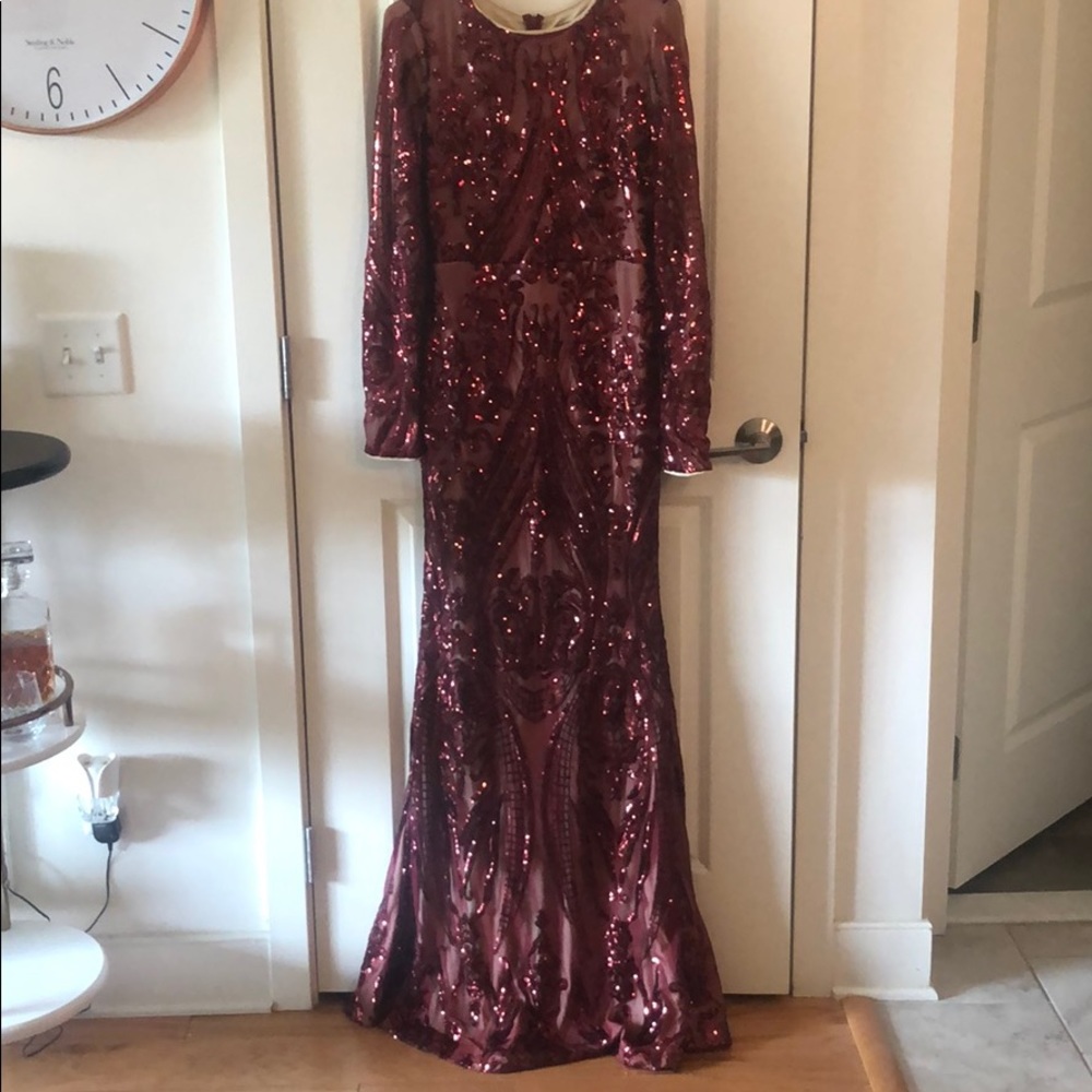 Red beaded gown fashionnova